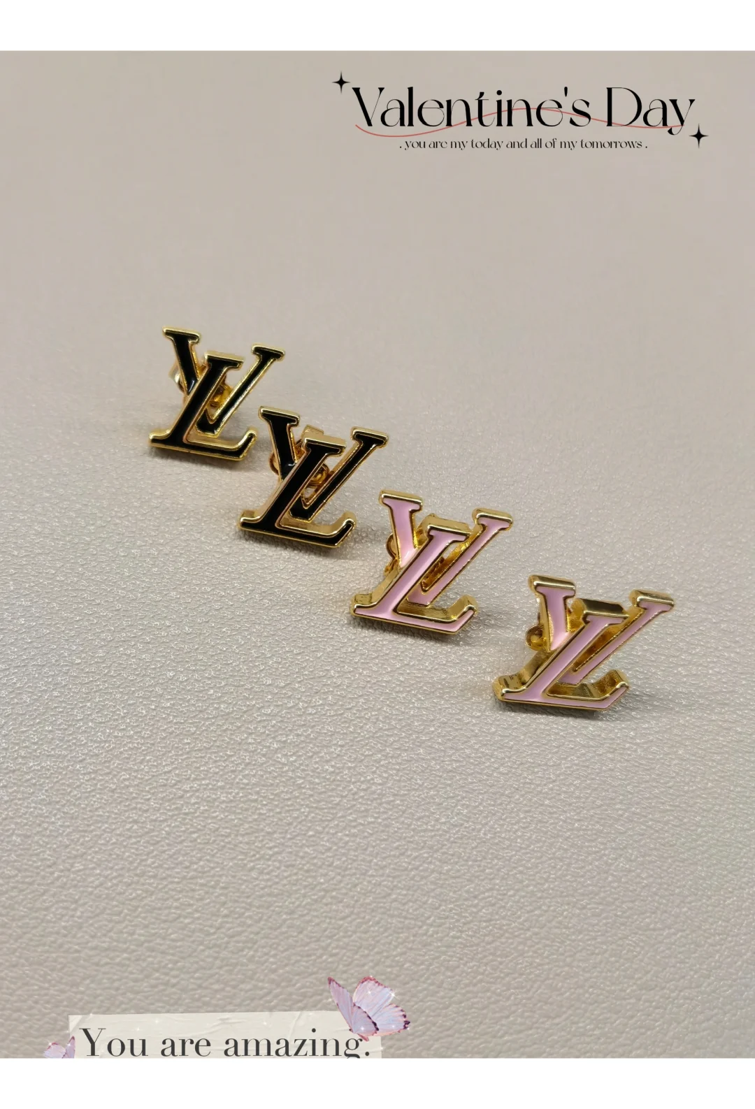 Louis Vuitton Pink LV Letter Earrings - Best Replica Jewelry™