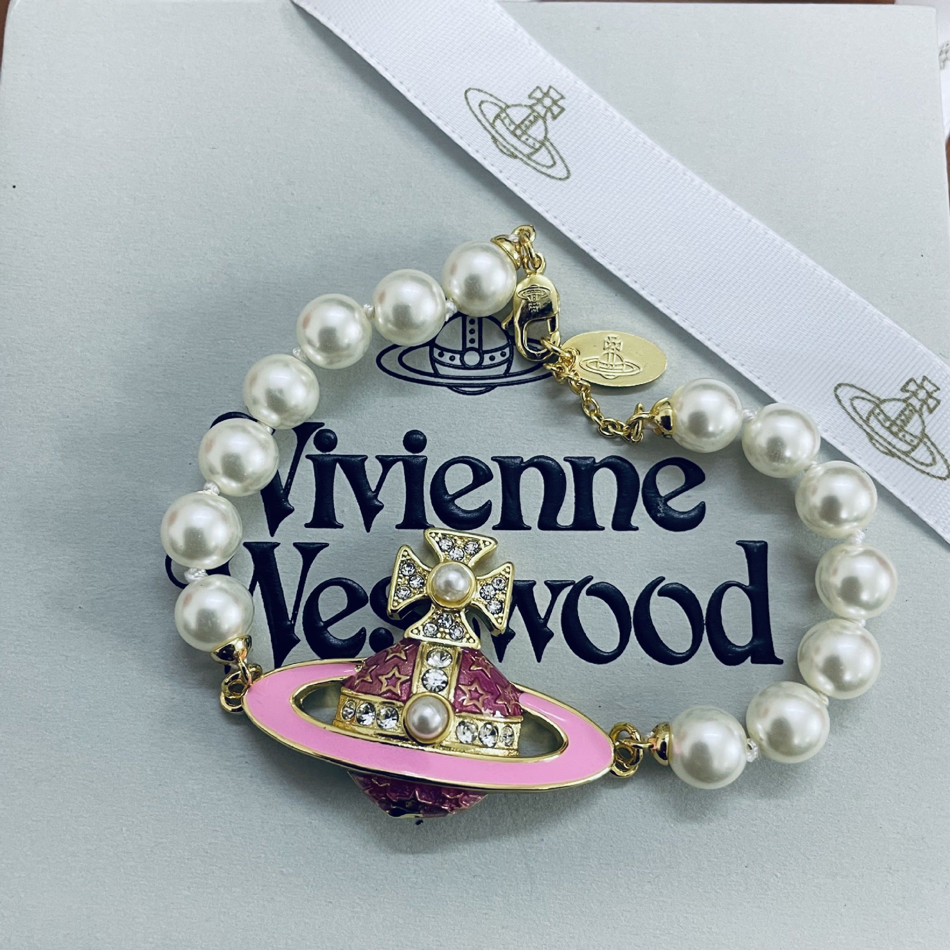 Vivienne Westwood Enamel Diamond Saturn Bracelet - Best Replica Jewelry™