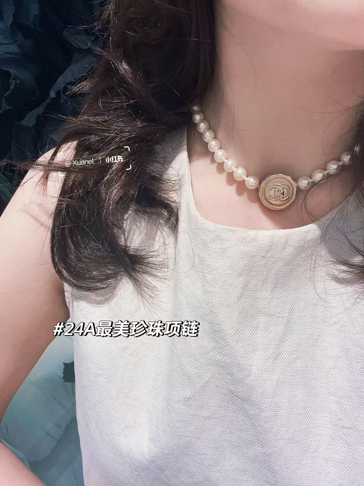 Chanel Enhancer Double C Pendant Pearl Choker Necklace - Best Replica Jewelry™
