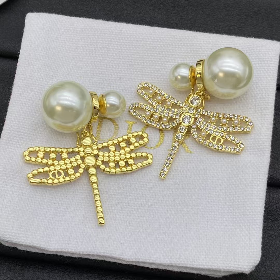 Dior Dragonfly Pearl Earrings - Best Replica Jewelry™
