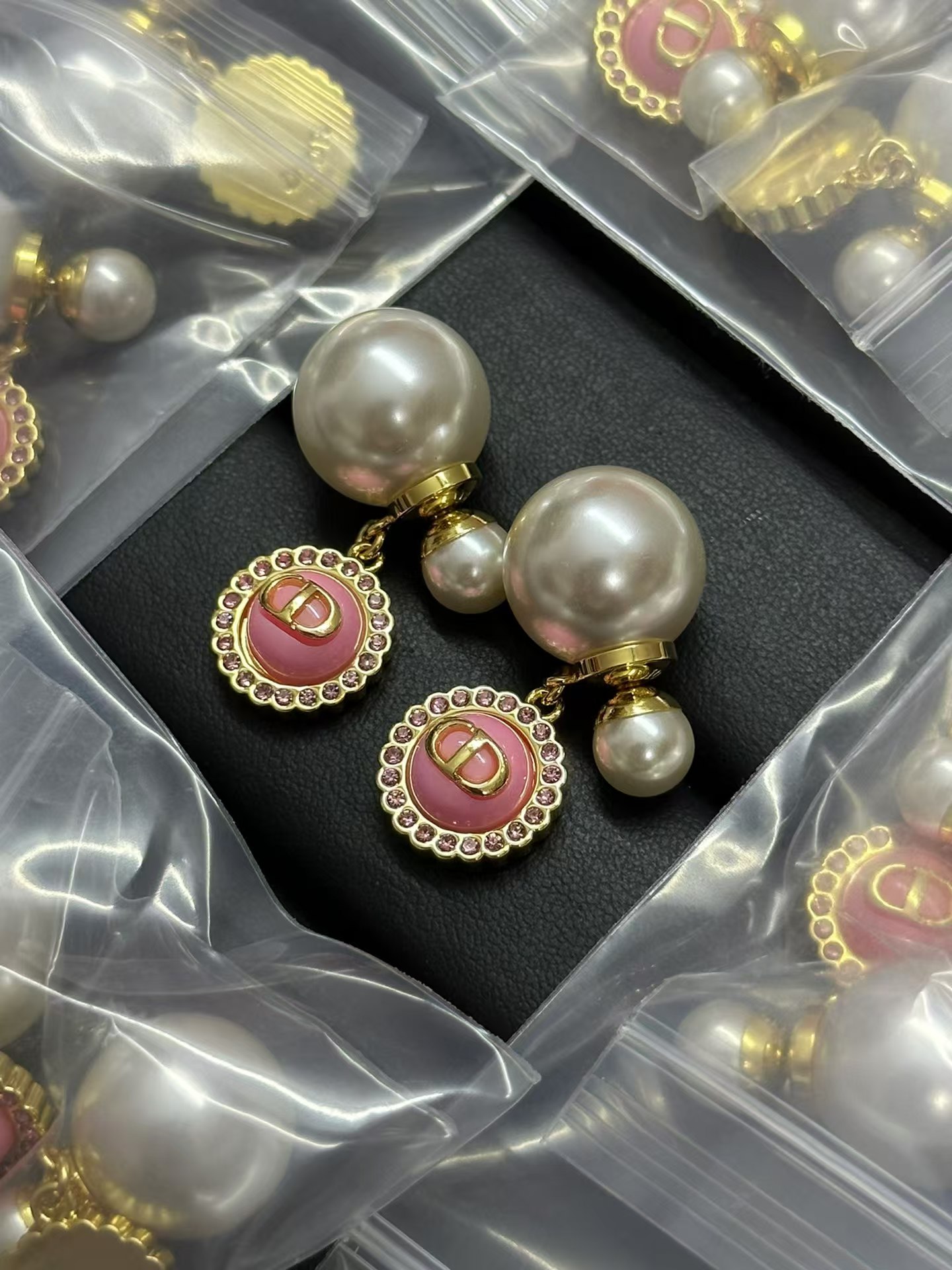 Dior Pink CD Tribales Pearl Earrings - Best Replica Jewelry™