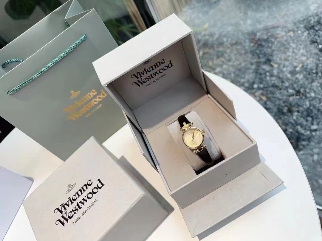 Vivienne Westwood Black Genuine Leather Band Watch - 23MM - Best Replica Jewelry™