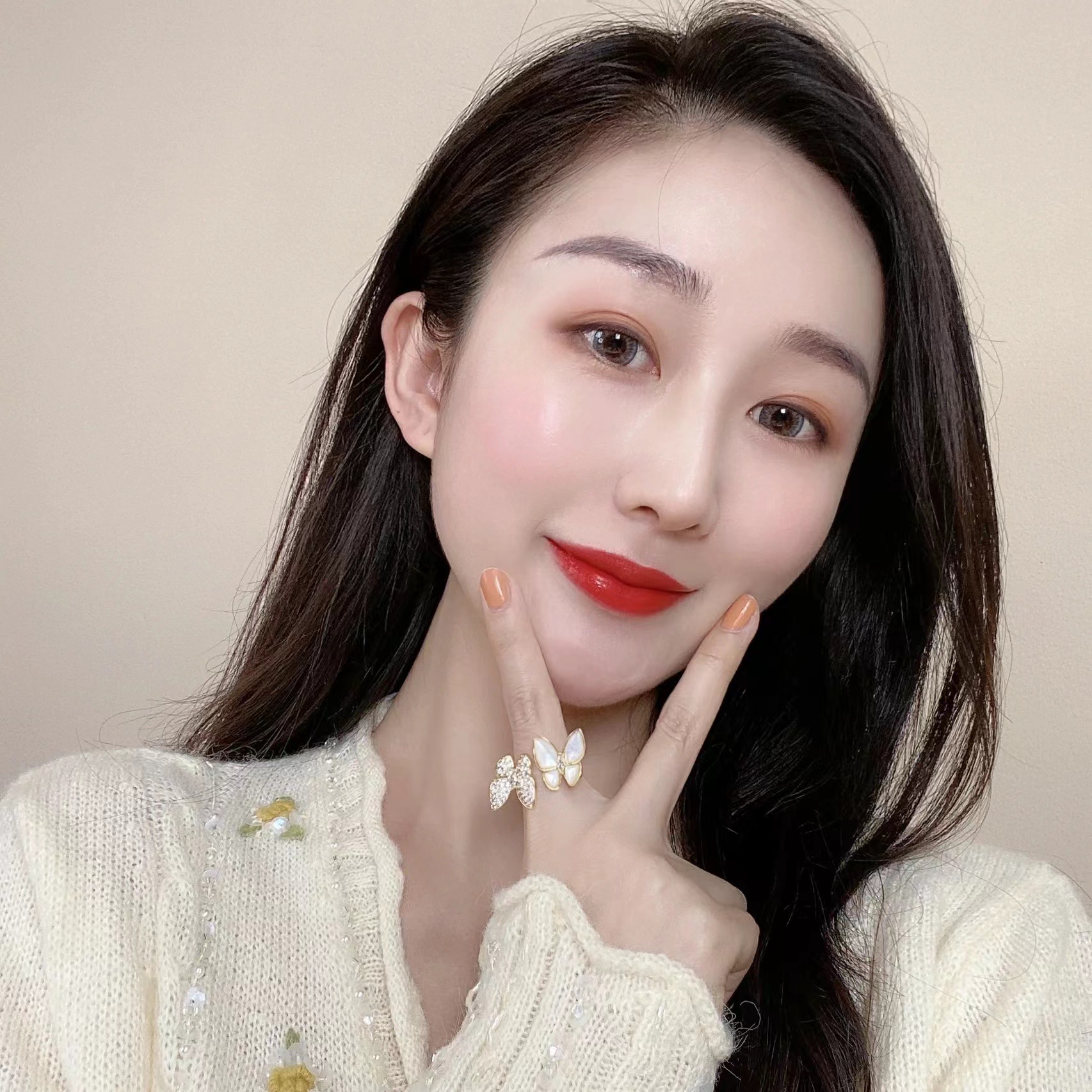 VCA Two Butterfly Between Finger Ring - Best Replica Jewelry™