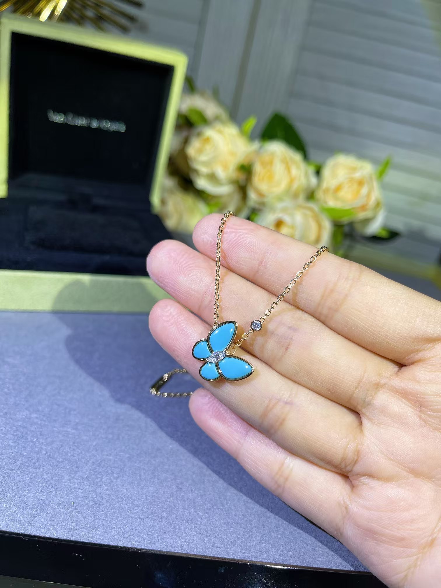 VCA Two Butterfly Pendant Necklace - Best Replica Jewelry™