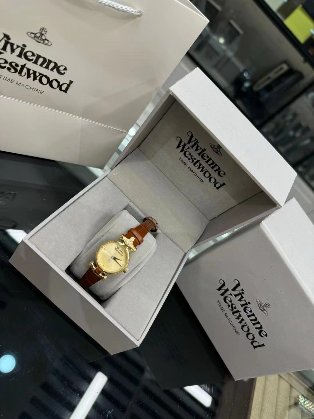 Vivienne Westwood Brown Genuine Leather Band Watch - 23MM - Best Replica Jewelry™