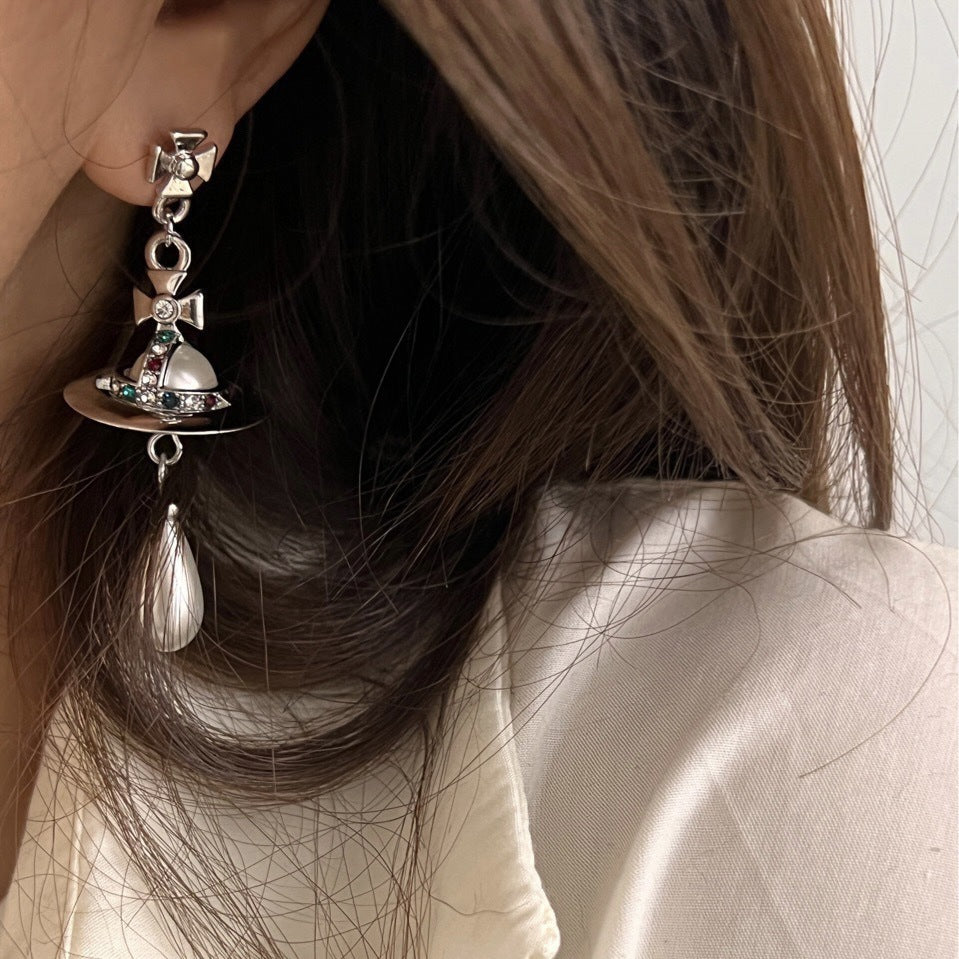 Vivienne Westwood Saturn Teardrop Pearl Earring - Best Replica Jewelry™