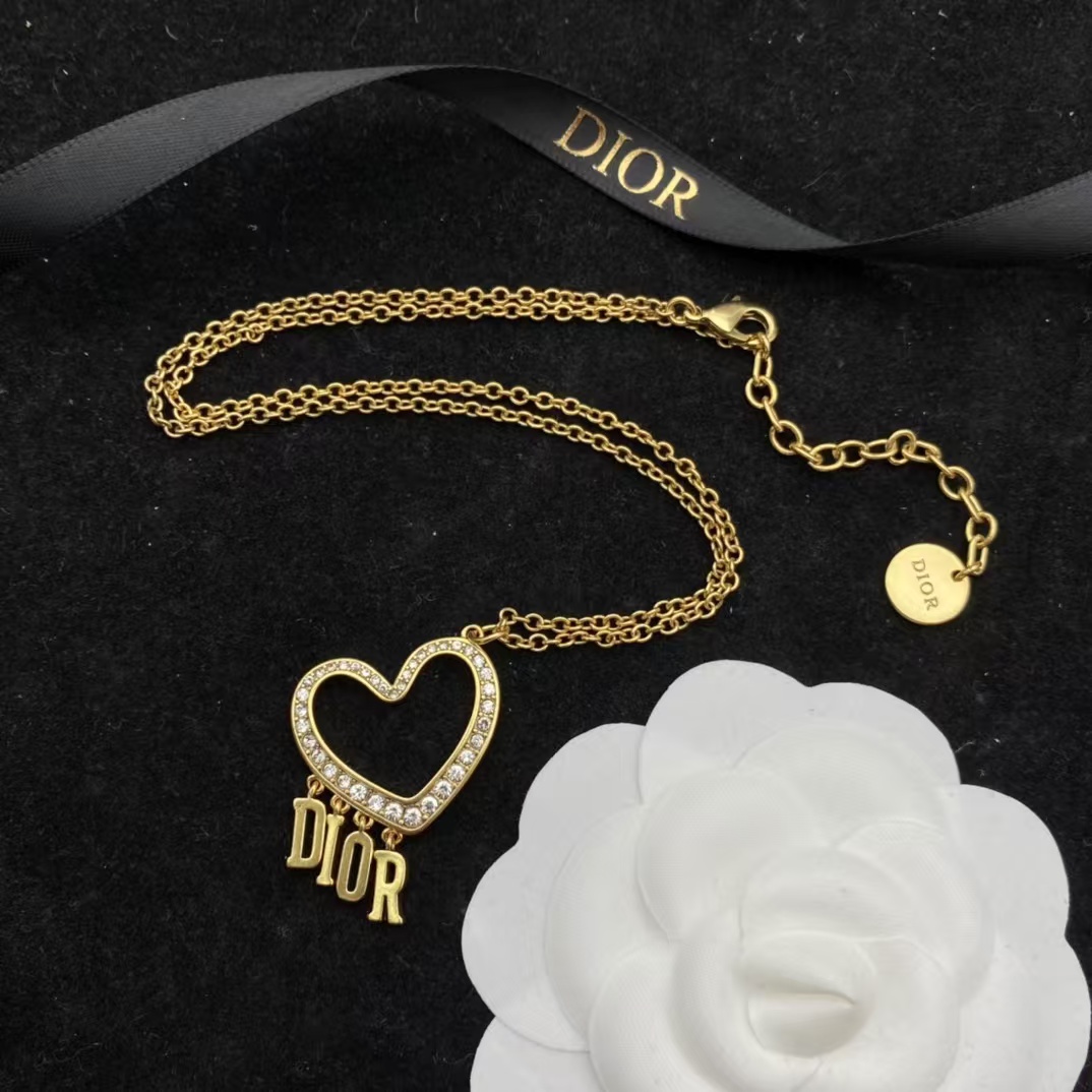Dior Letters Heart Necklace and Earrings - Best Replica Jewelry™