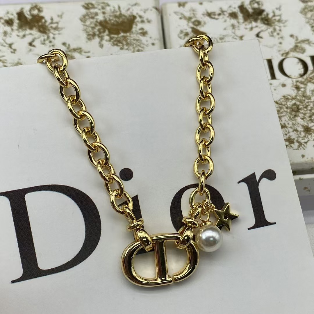 Dior CD Pendant with Star Pearl Charm Necklace - Best Replica Jewelry™