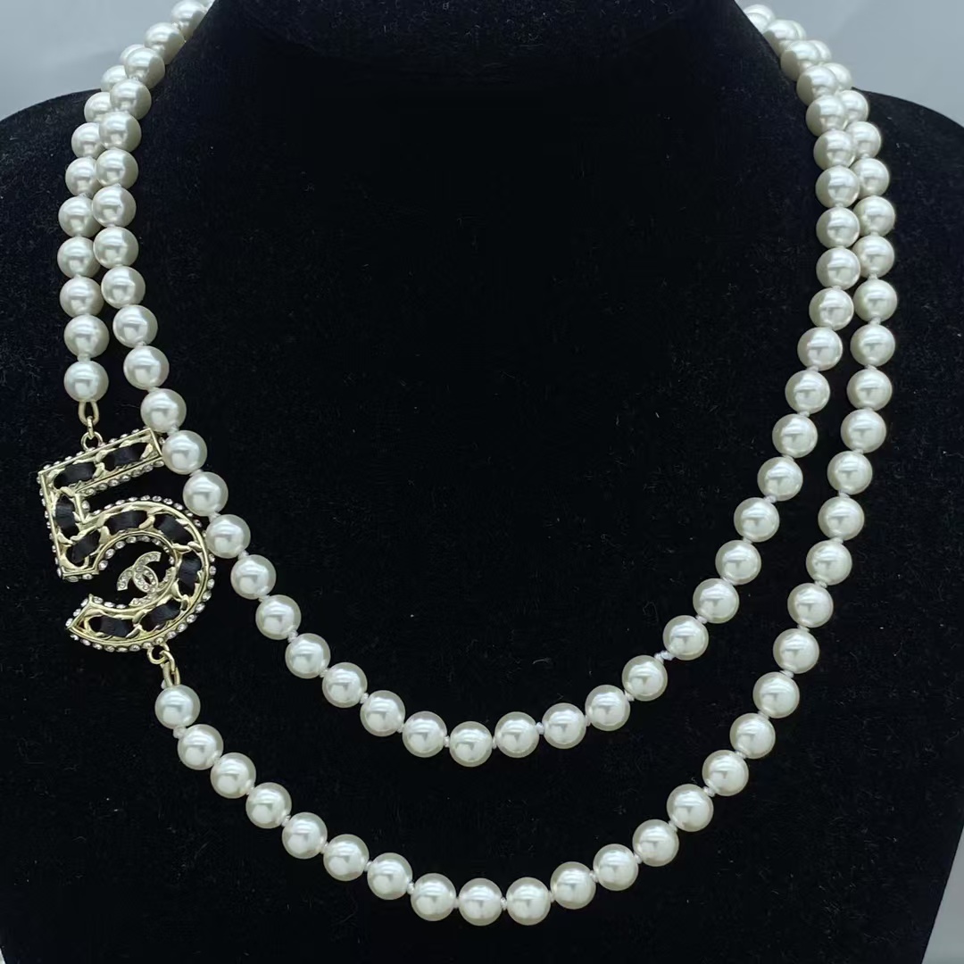 Chanel Two Rows NO.5 Pearl Necklace - Best Replica Jewelry™