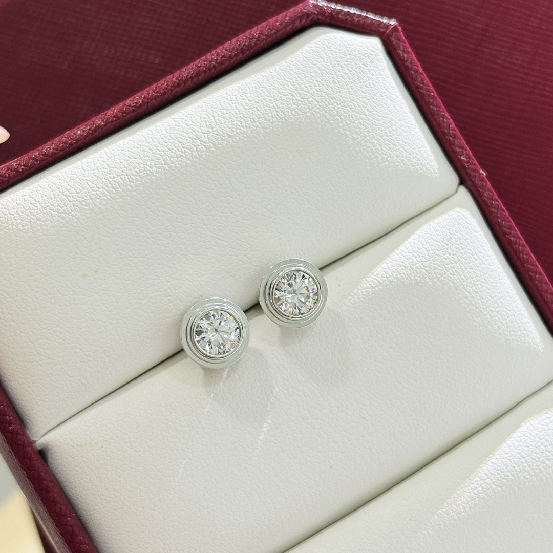 Cartier Minimalistic Single Diamond Necklace Earring Studs - Best Replica Jewelry™