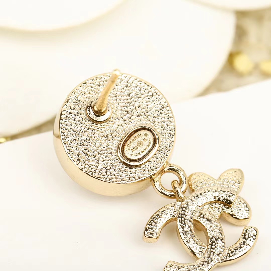 Chanel Pearl Stud Double C Dangle Earring - Best Replica Jewelry™