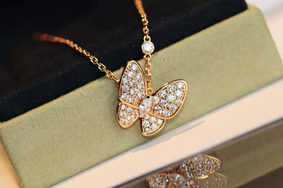 VCA Two Butterfly Pendant Necklace - Best Replica Jewelry™
