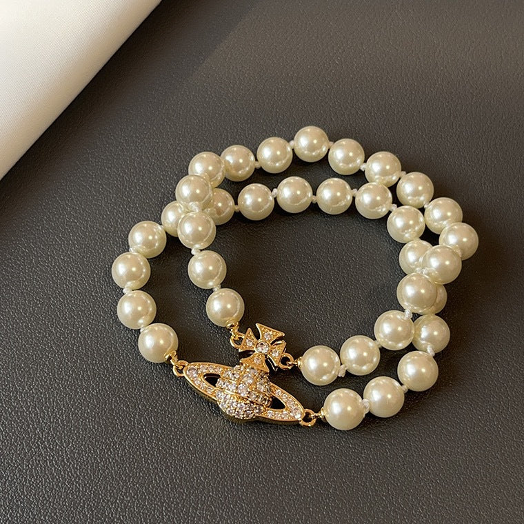 Vivienne Westwood 2 Row Pearl Bracelet - Best Replica Jewelry™