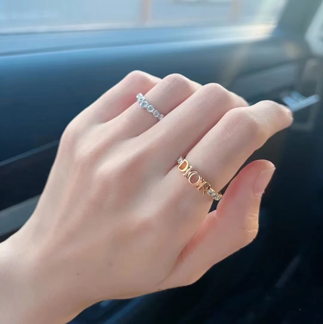Dior Letters Diamond Paved Ring - Best Replica Jewelry™