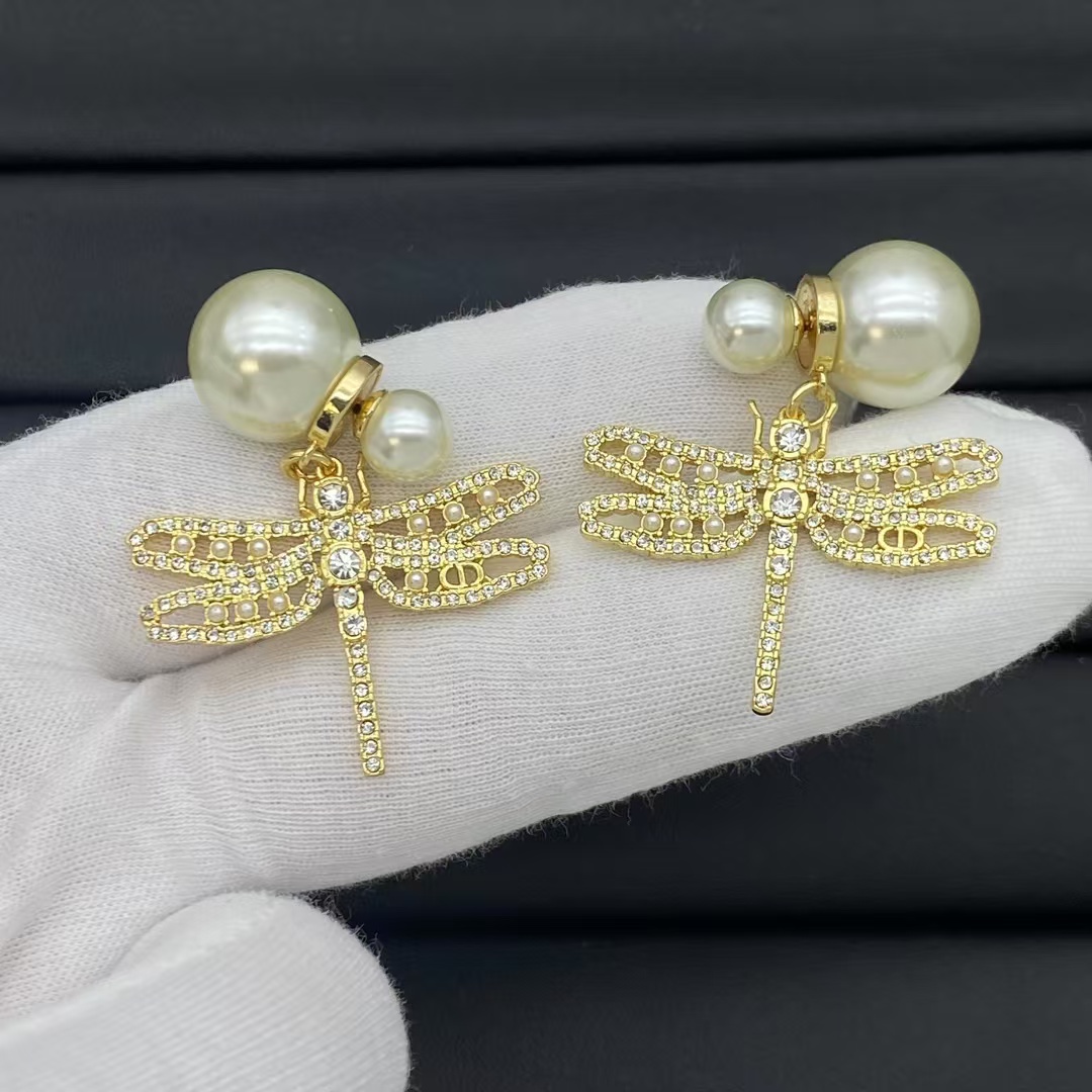 Dior Dragonfly Pearl Earrings - Best Replica Jewelry™