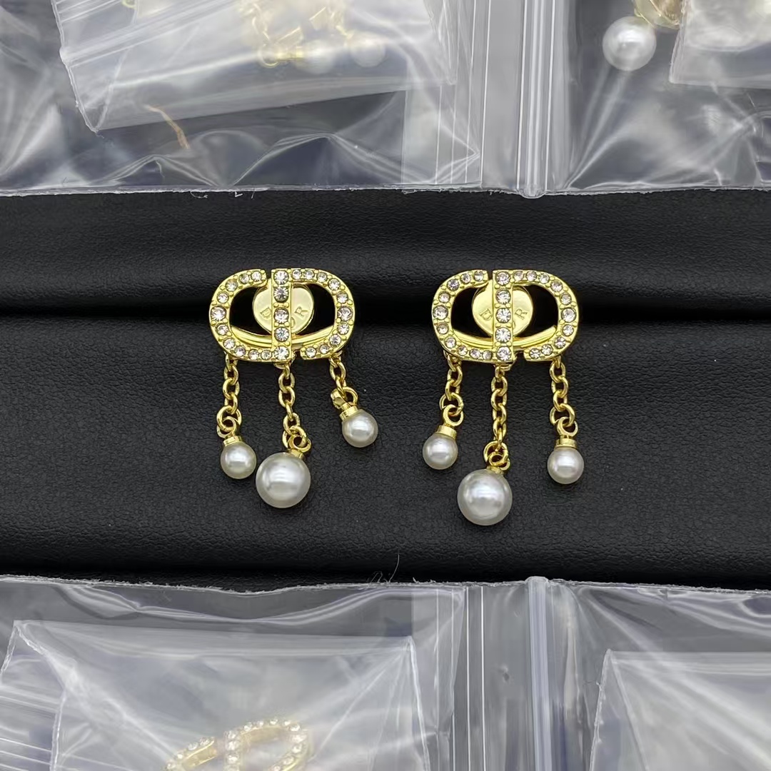 Dior CD Pearl Tassel Earrings - Best Replica Jewelry™