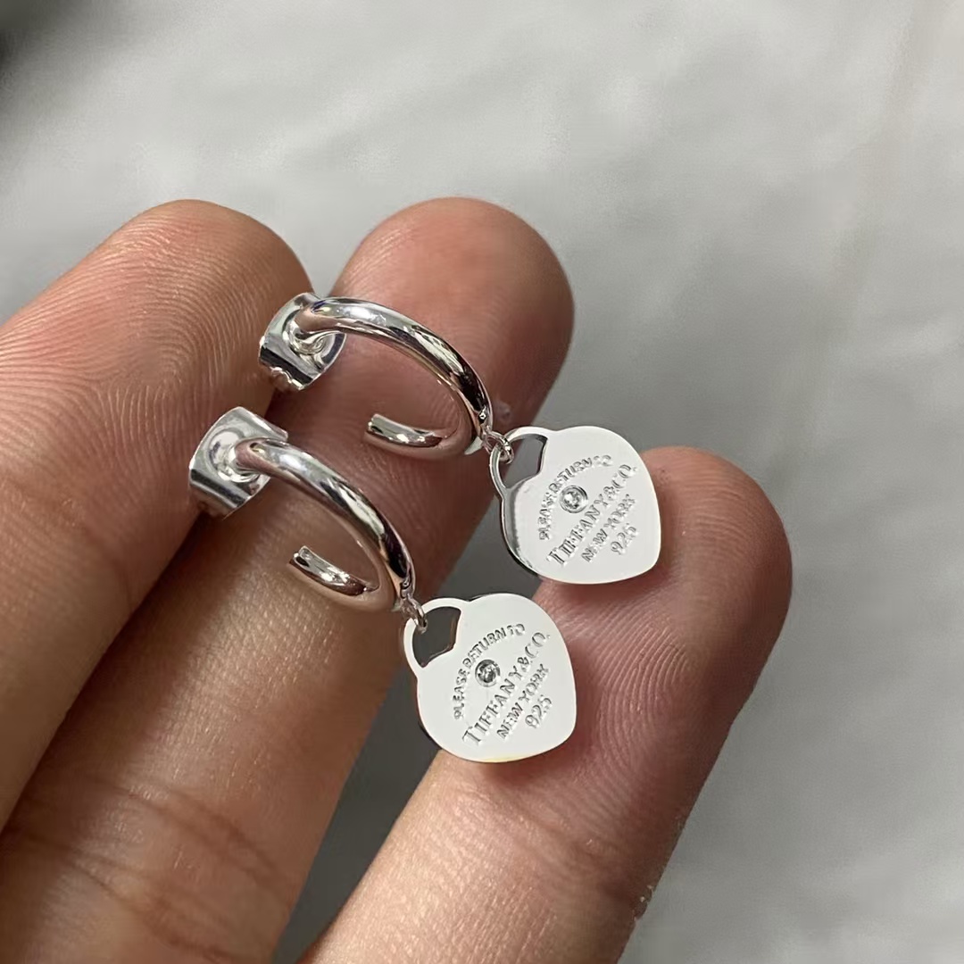 Tiffany Heart Drop Hoop Earrings - Best Replica Jewelry™