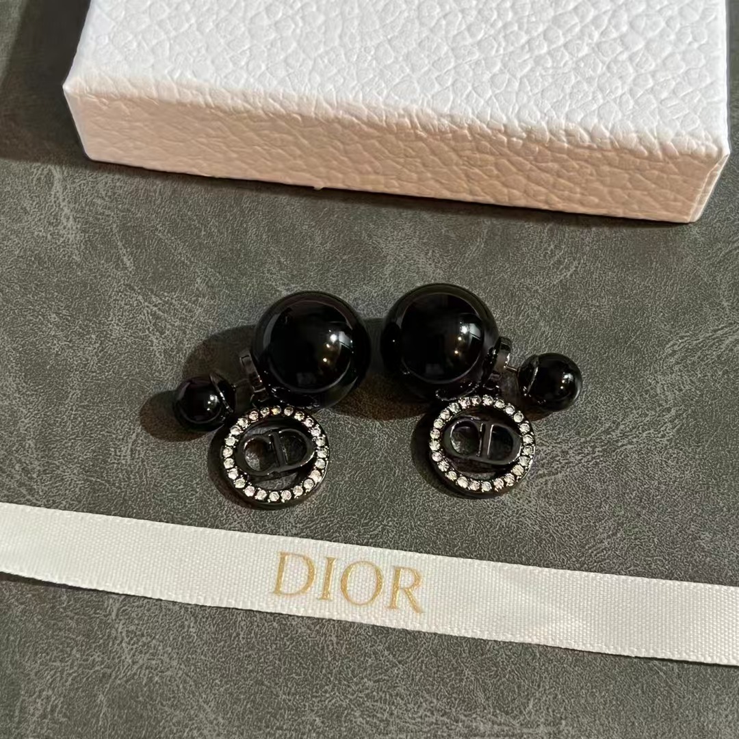 Dior Black Pearl CD Earrings - Best Replica Jewelry™