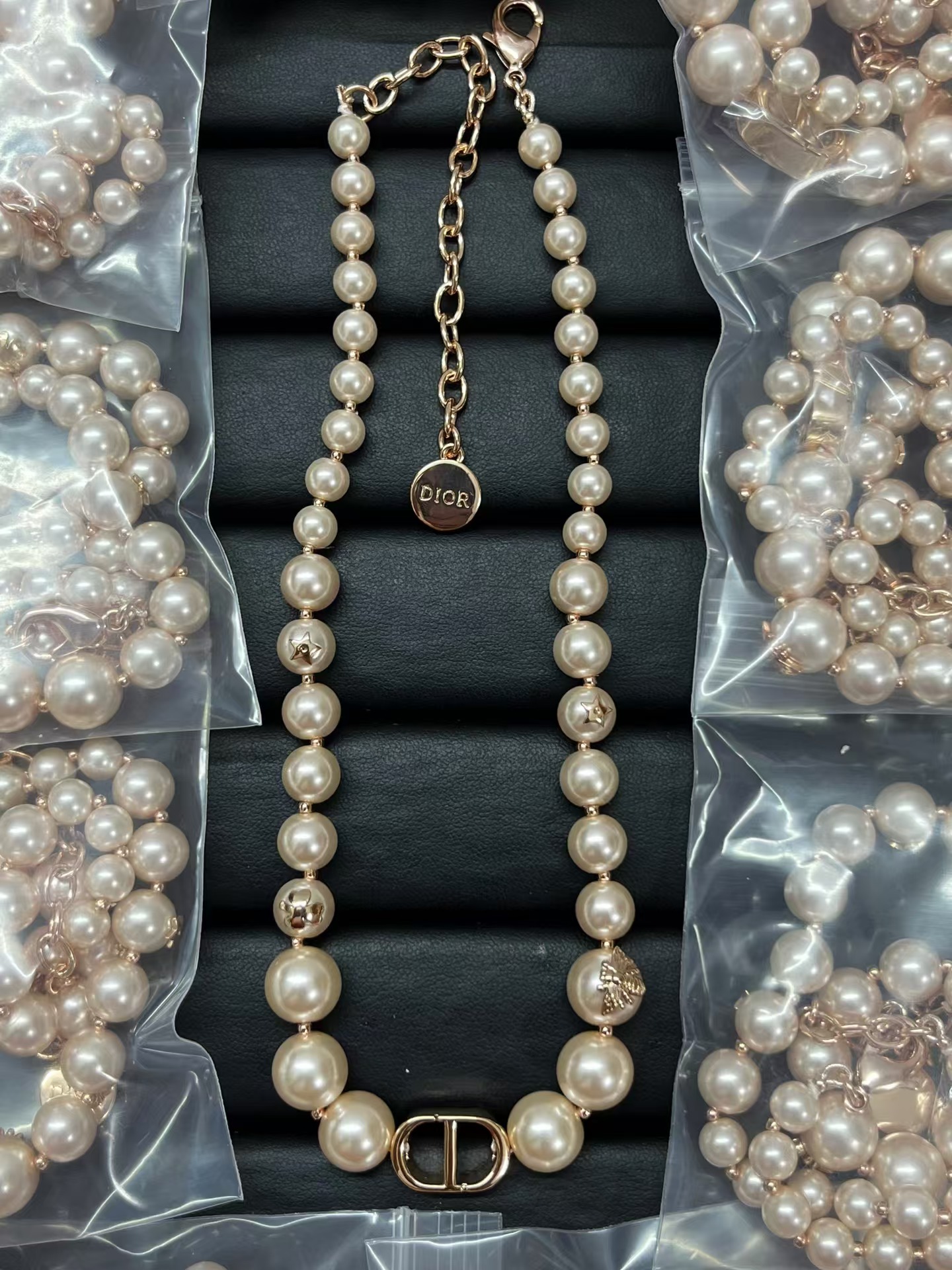 Dior Rose Gold- Finish Vintage Pearl Necklace - Best Replica Jewelry™
