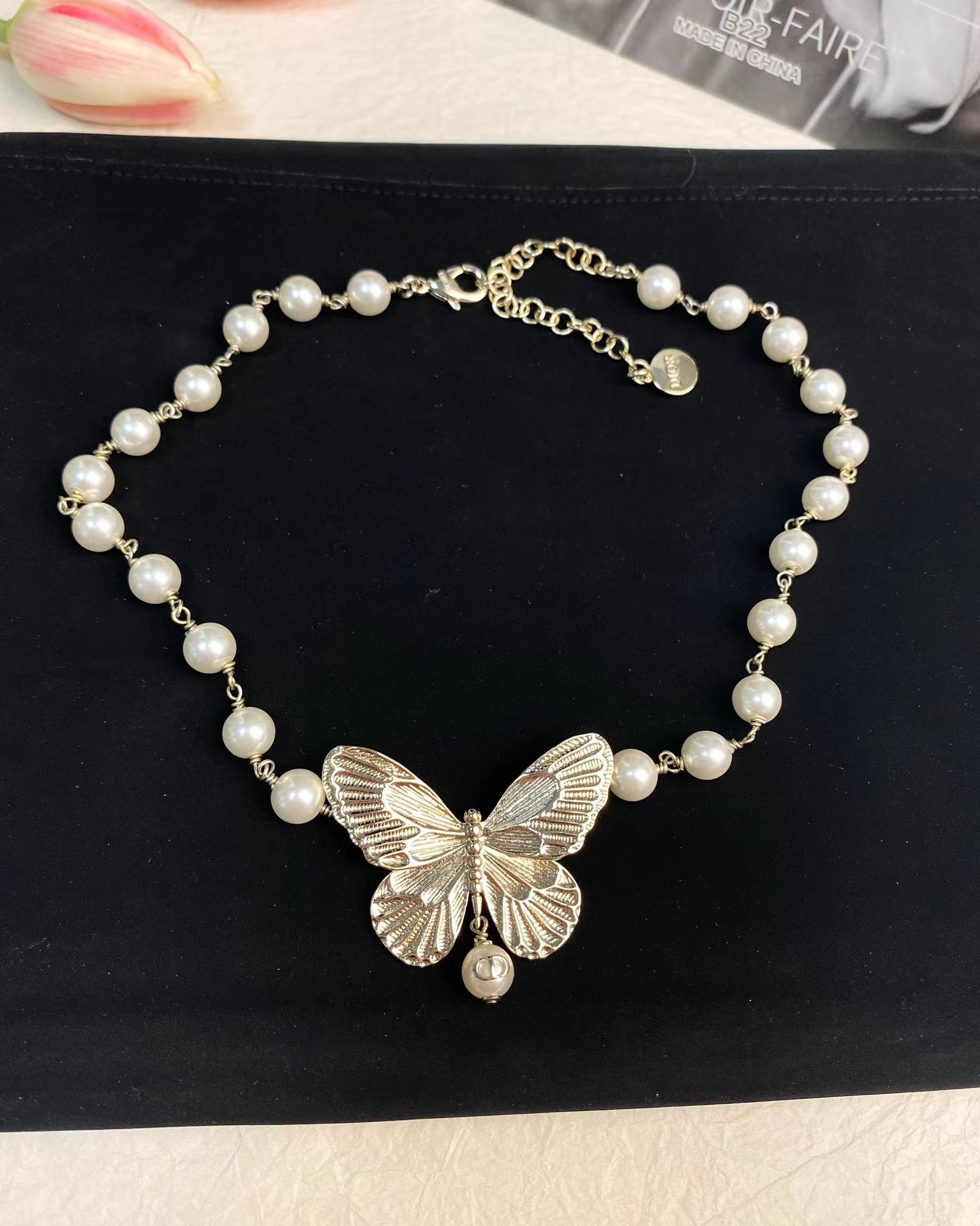 Dior Butterfly Pearl Necklace - Best Replica Jewelry™