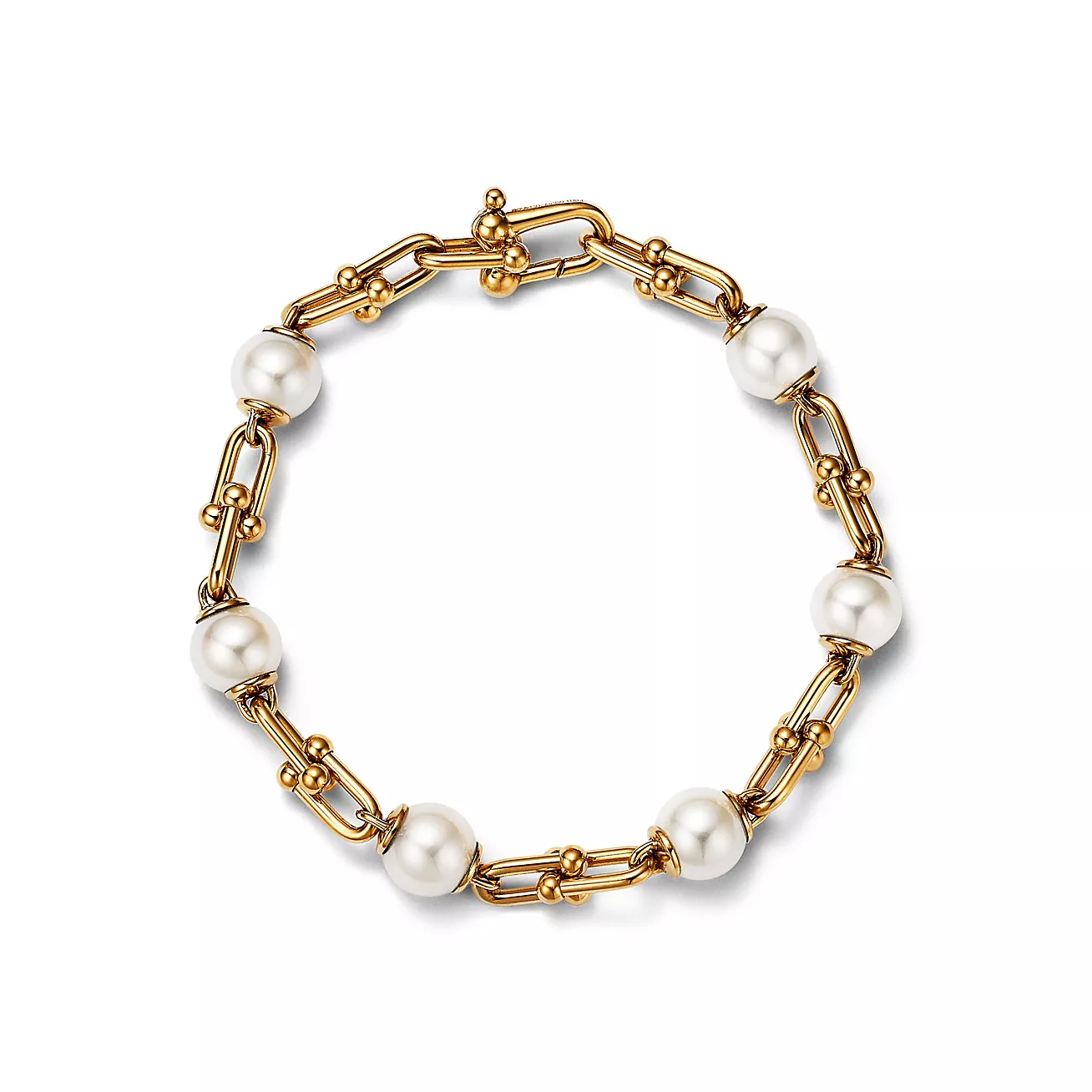 Tiffany HardWear Link Bracelet with Freshwater Pearls - Best Replica Jewelry™