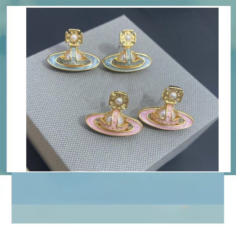 Vivienne Westwood Enamel Candy Color Saturn Earrings - Best Replica Jewelry™