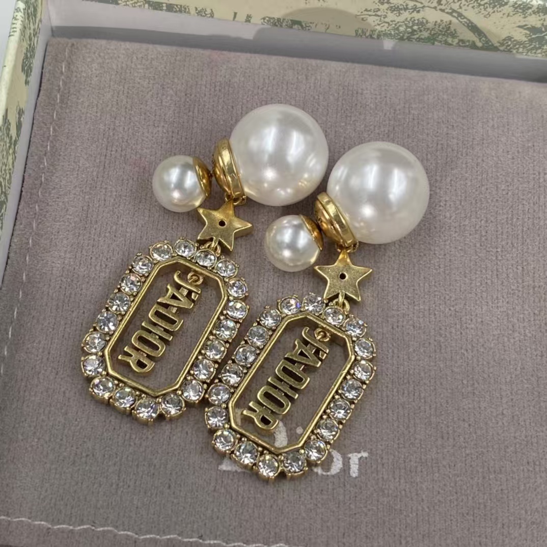 Dior JADIOR Drop Pearl Earrings - Best Replica Jewelry™