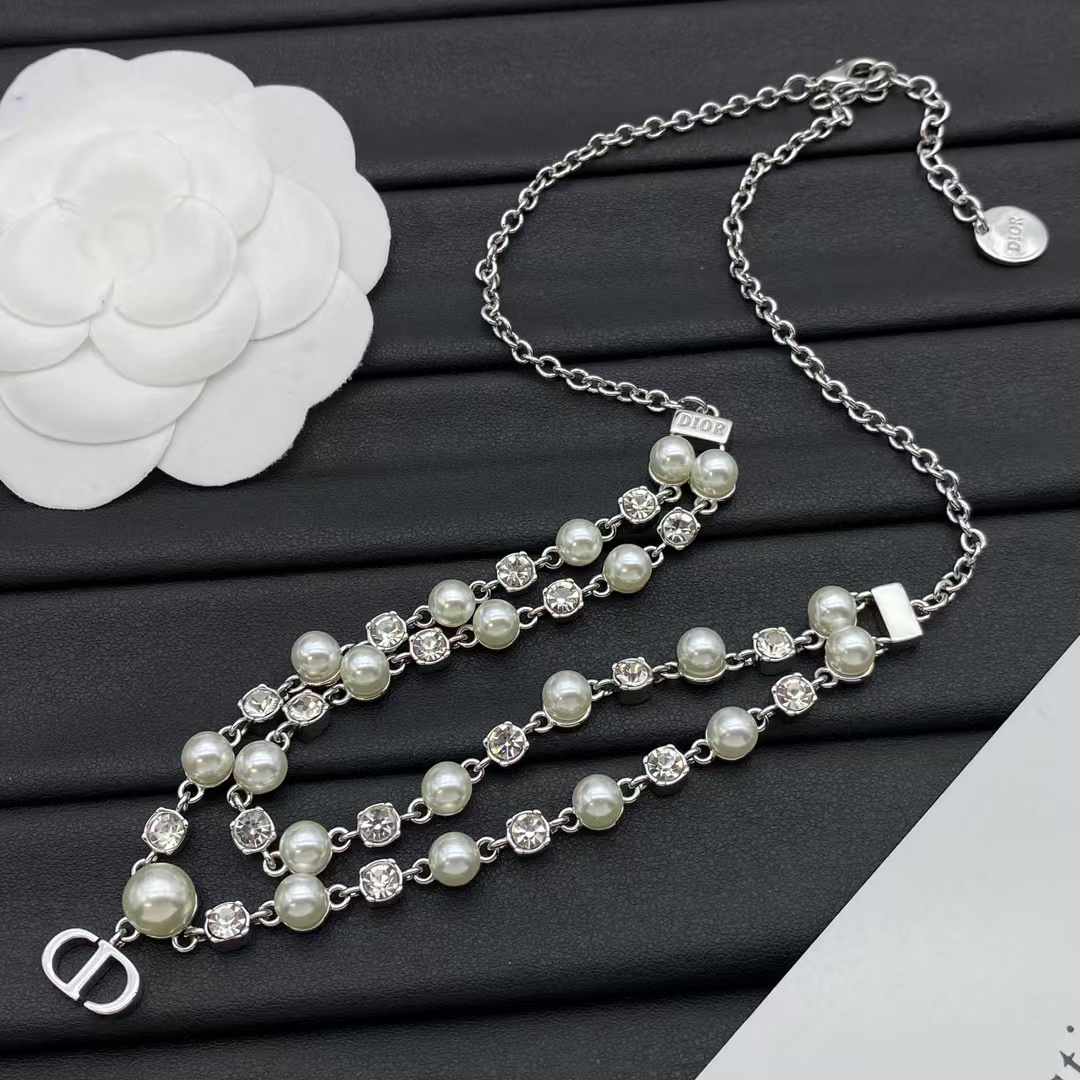 Dior Layered Two Row Pearl Necklace - Best Replica Jewelry™