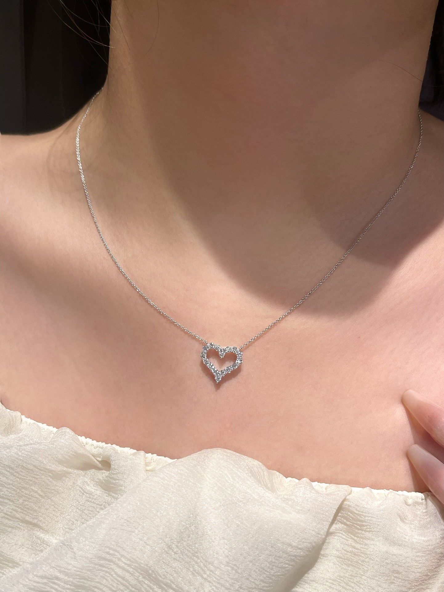 Tiffany Mini Full Diamond Love Heart Pendant Necklace - Best Replica Jewelry™