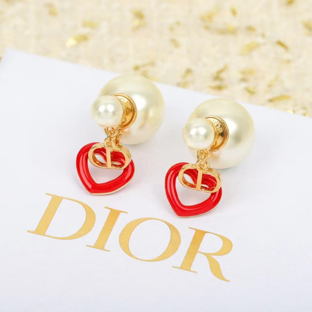 Dior CD Heart Drop Front Back Pearl Stud Earring - Best Replica Jewelry™