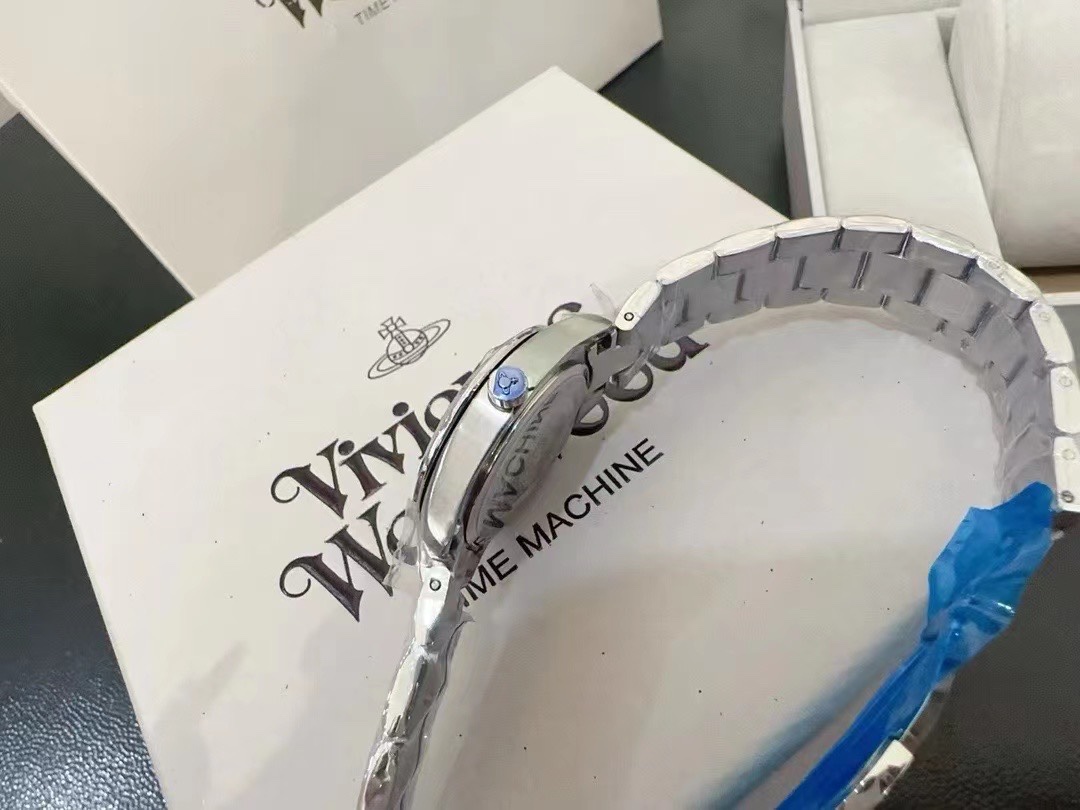 Vivienne Westwood Light Blue Dial Silver Band Saturn Watch - 28MM - Best Replica Jewelry™