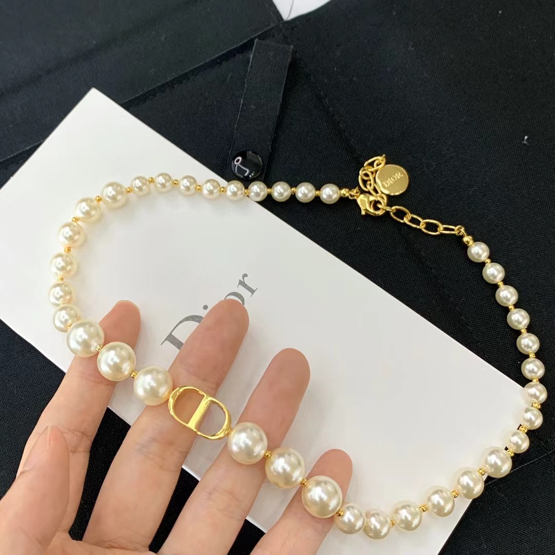 Dior CD Pendant Pearl Choker Necklace - Best Replica Jewelry™