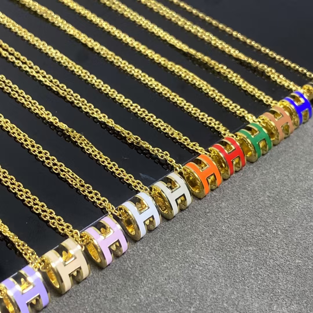 Hermes Mini Enamel H Pendant Necklace - Best Replica Jewelry™