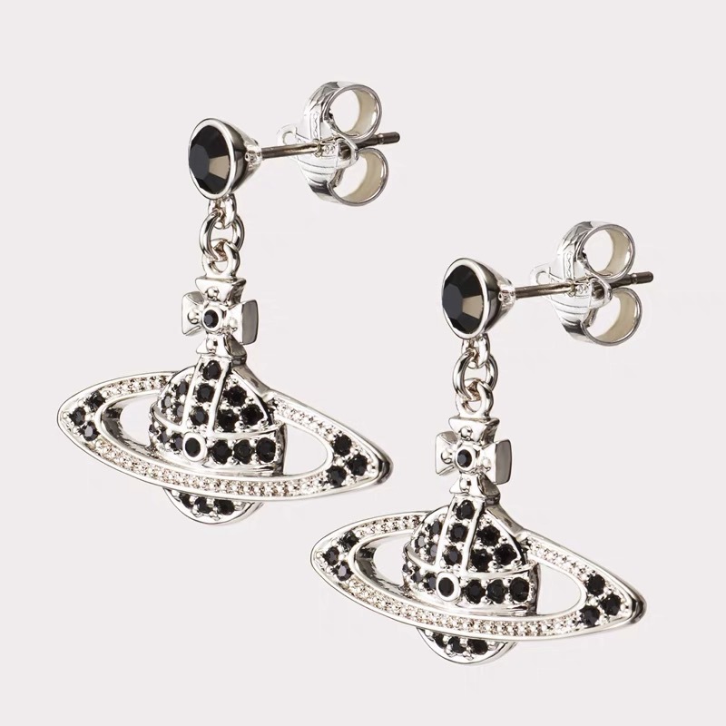 Vivienne Westwood Black Diamond Saturn Earring - Best Replica Jewelry™