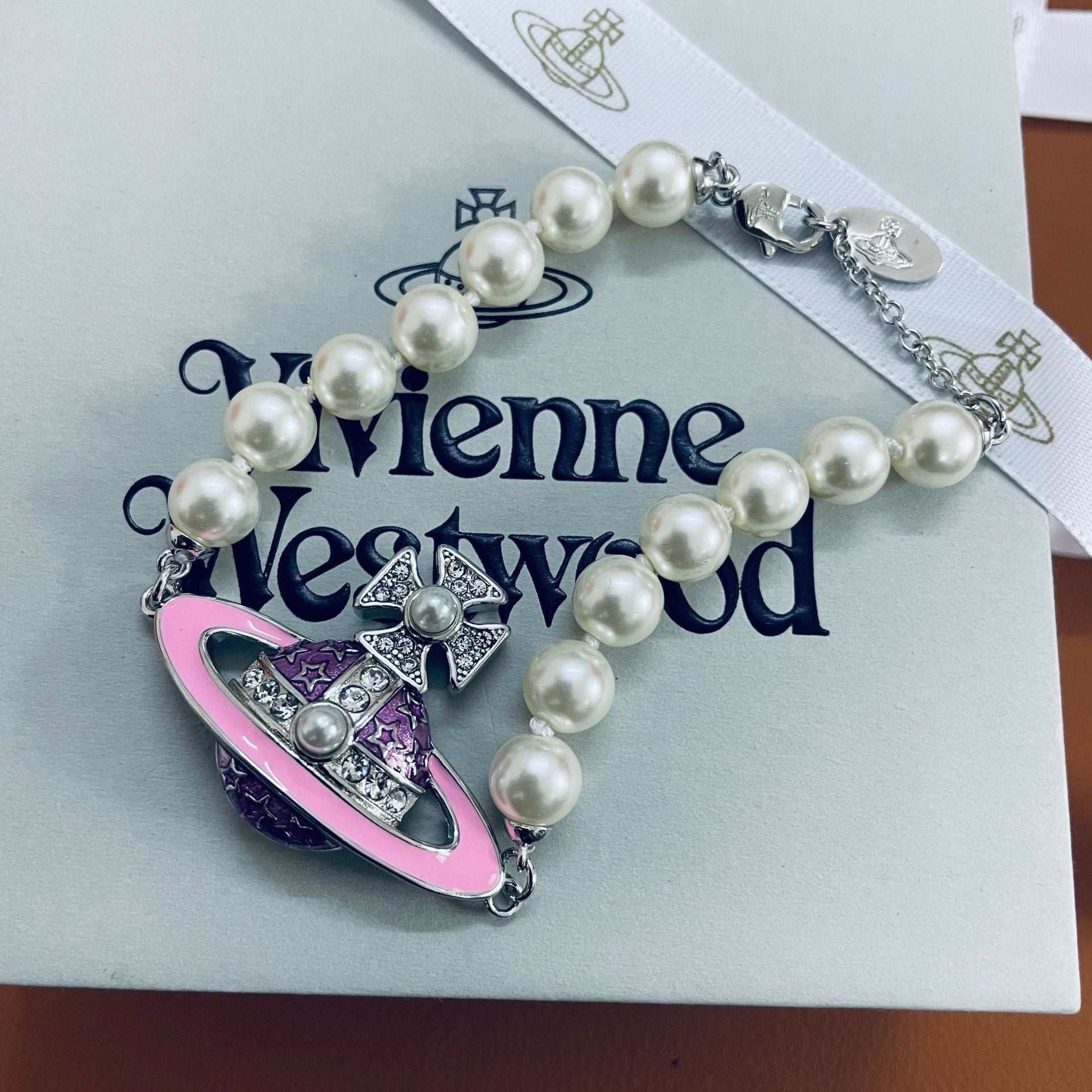 Vivienne Westwood Enamel Diamond Saturn Bracelet - Best Replica Jewelry™