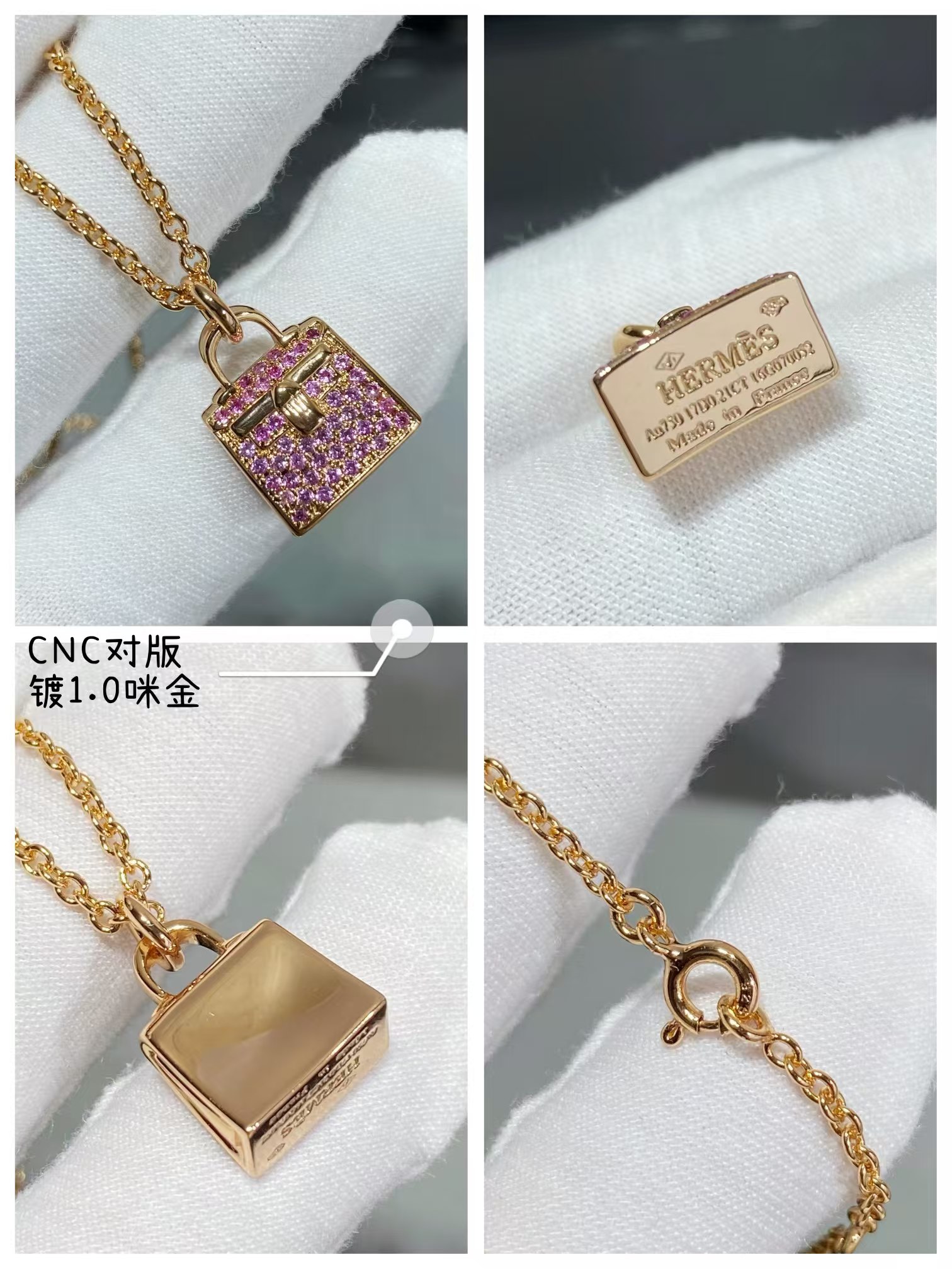 Hermes Diamond Paved Bag Pendant Necklace - Best Replica Jewelry™