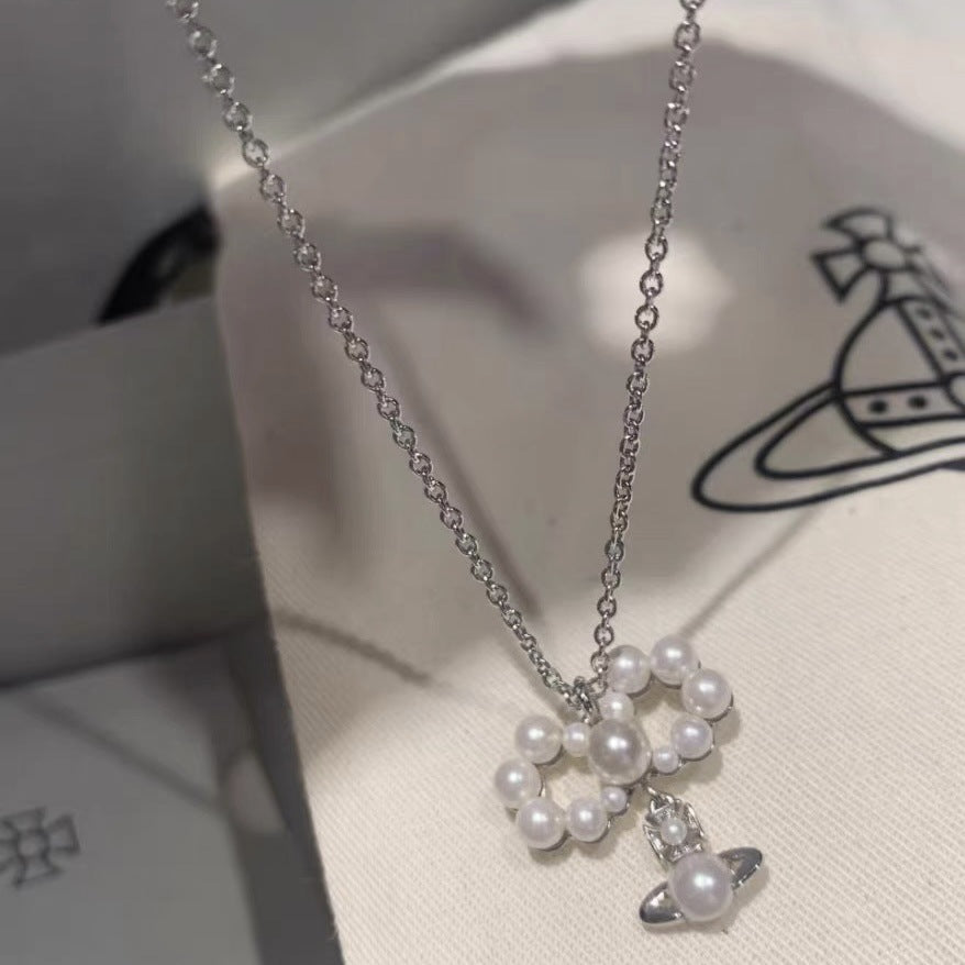 Vivienne Westwood Pearl Planet Pendant Necklace - Best Replica Jewelry™