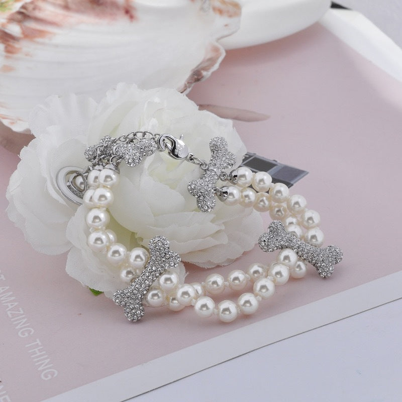Vivienne Westwood 2 Row Pearl Mixing Bone Bracelet - Best Replica Jewelry™