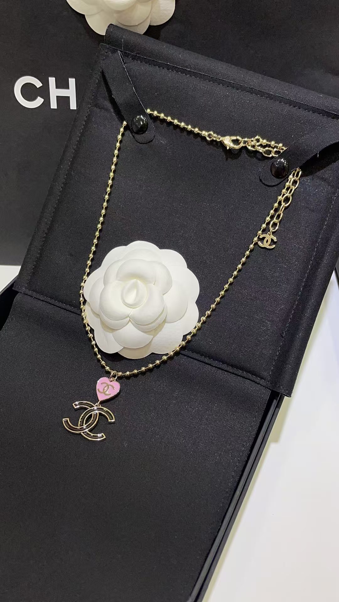 Chanel Diamond Pearl Paved Double C Pendant Pearl Necklace - Best Replica Jewelry™