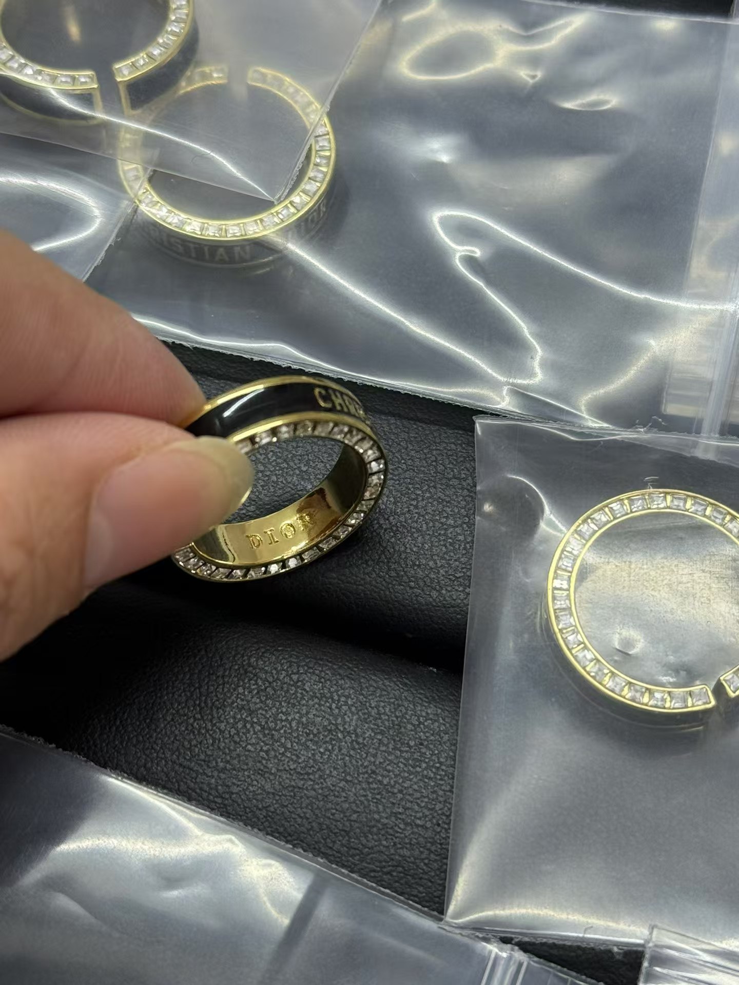 Black Enamel CHRISTIAN DIOR Ring - Best Replica Jewelry™