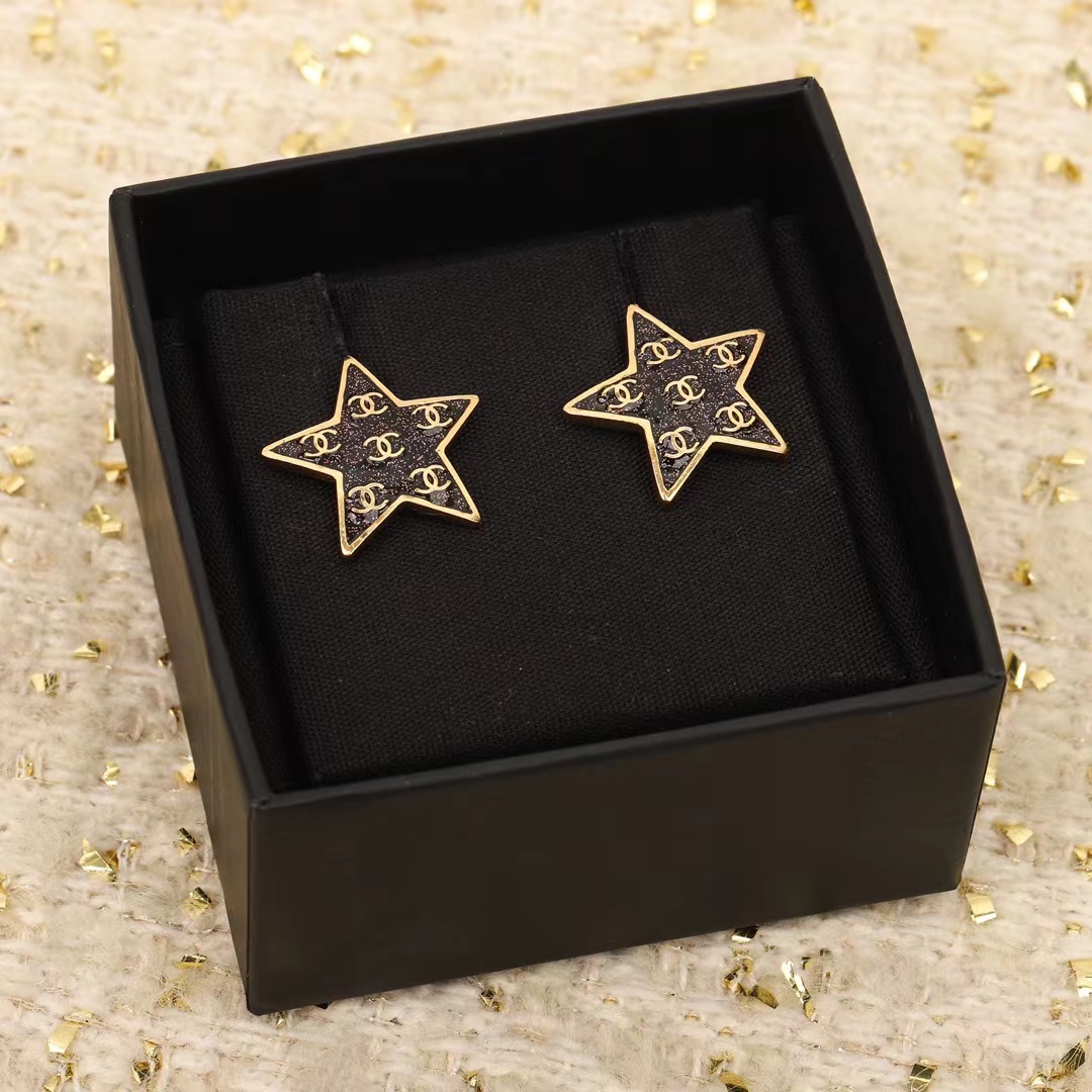 Chanel Black Star Earrings - Best Replica Jewelry™