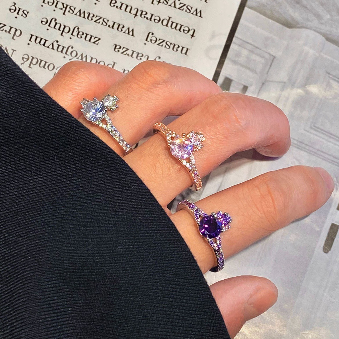 Vivienne Westwood Colorful Diamond Saturn Ring - Best Replica Jewelry™