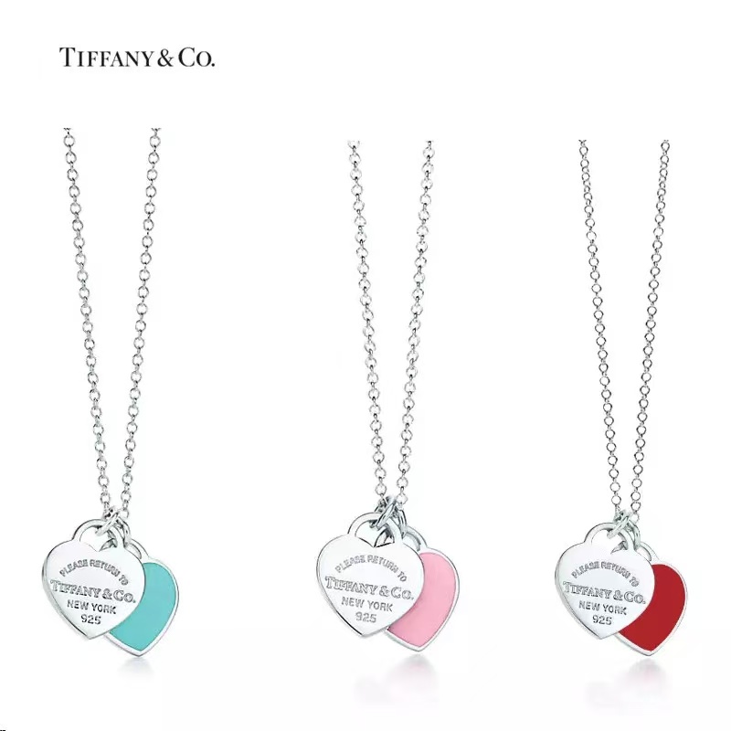 Tiffany Double Heart Tag Pendant Necklace - Best Replica Jewelry™