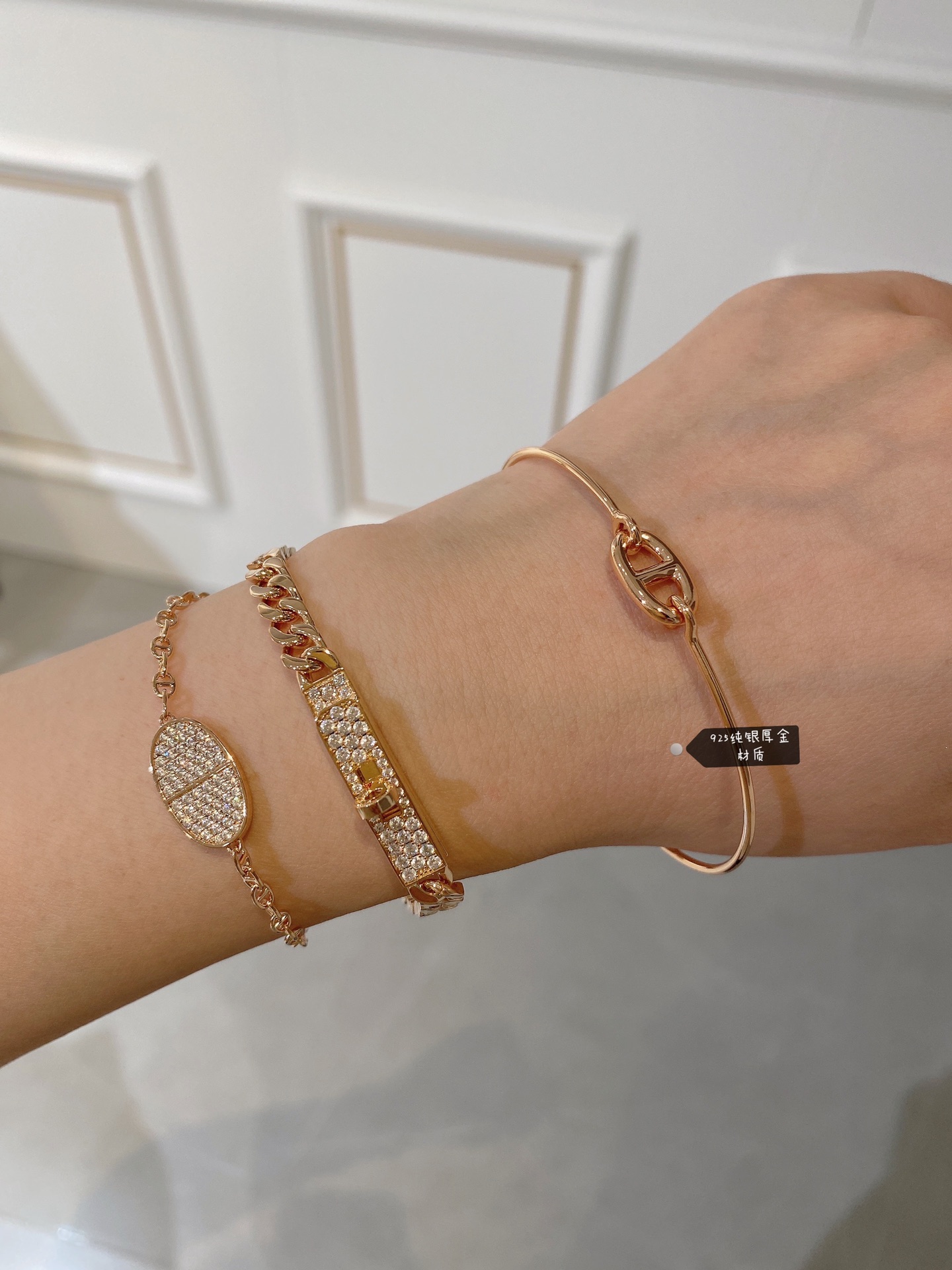 Hermes New Diamond Paved Pig Nose Bracelet - Best Replica Jewelry™