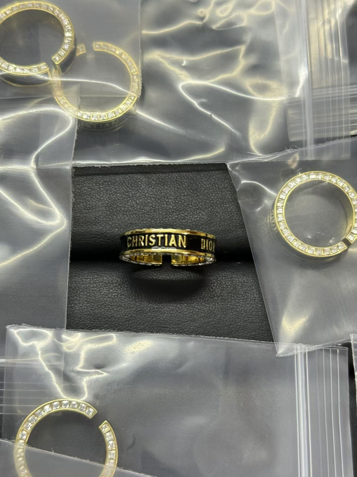 Black Enamel CHRISTIAN DIOR Ring - Best Replica Jewelry™