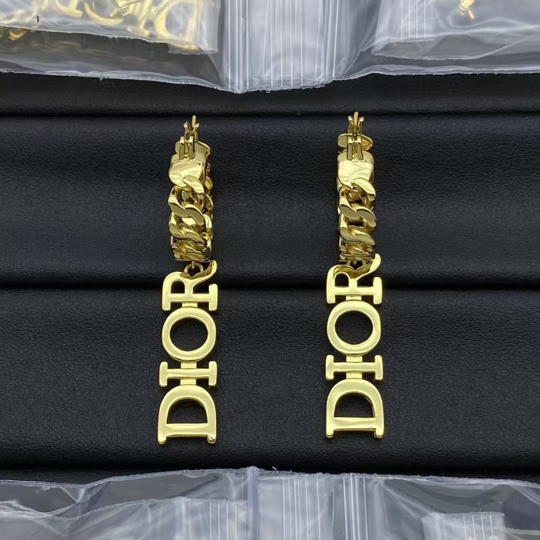 Dior Dangle Hoop Chain Earrings - Best Replica Jewelry™