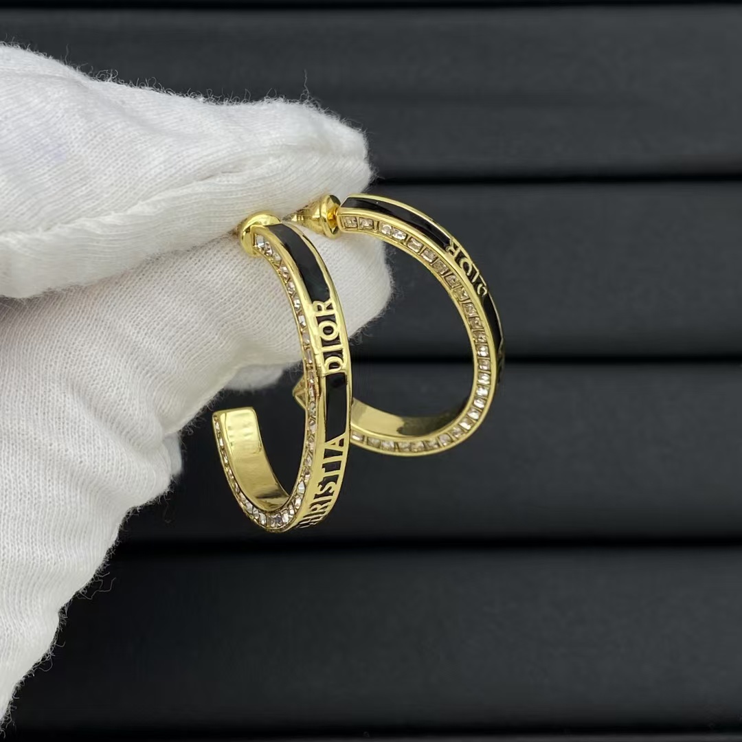 Dior Hoop Enamel Earrings - Best Replica Jewelry™
