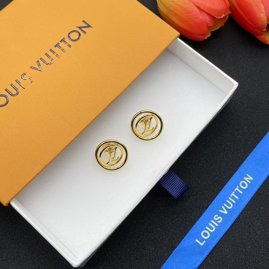 Louis Vuitton Hollow LV Letter Round Earrings - Best Replica Jewelry™