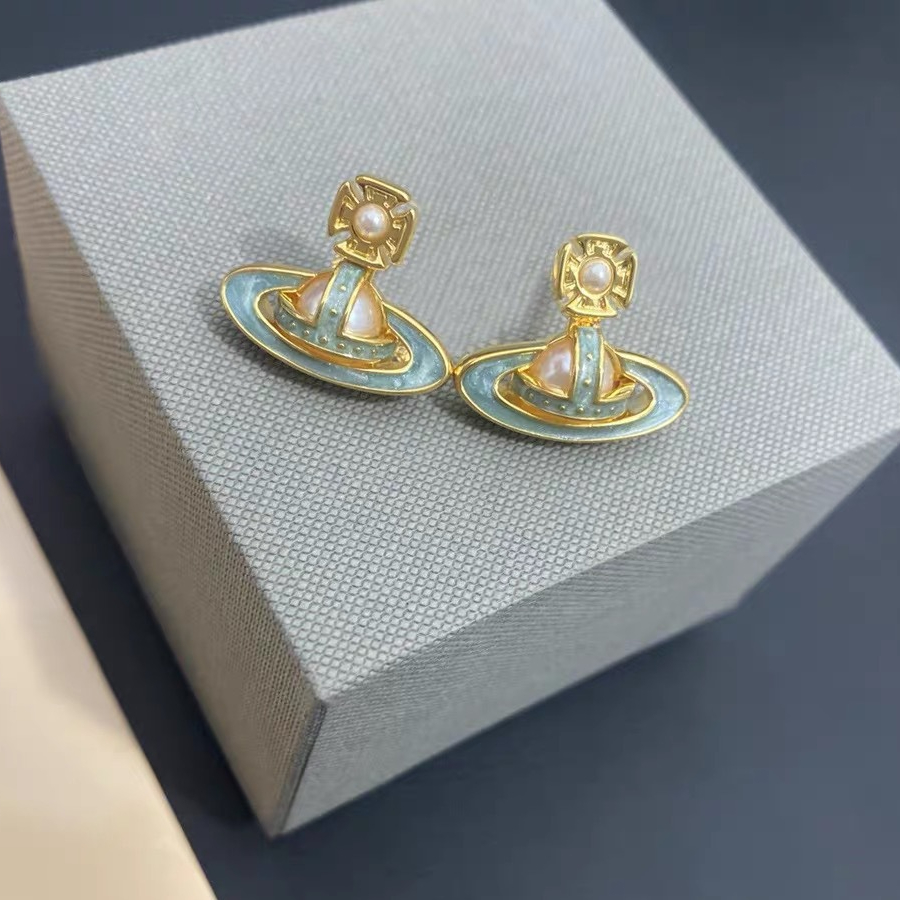 Vivienne Westwood Enamel Candy Color Saturn Earrings - Best Replica Jewelry™