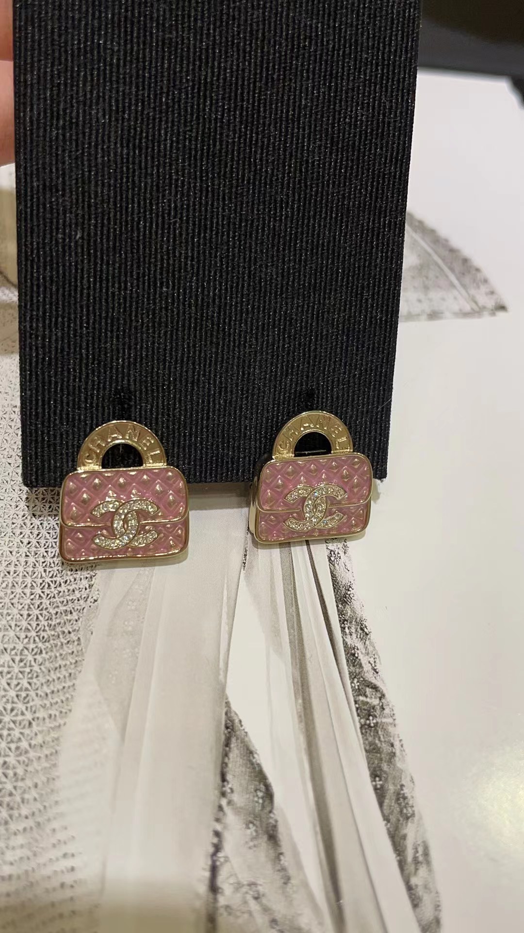 Chanel Pink Bag Earrings - Best Replica Jewelry™